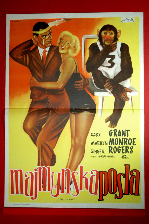 MONKEY BUSINESS M MONROE 1952 RARE EXYU MOVIE POSTER