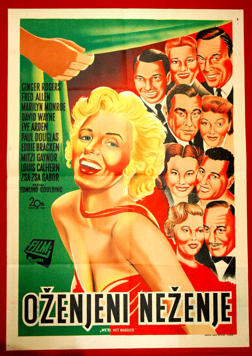 WE’RE NOT MARRIED M MONROE 1952 RARE EXYU MOVIE POSTER