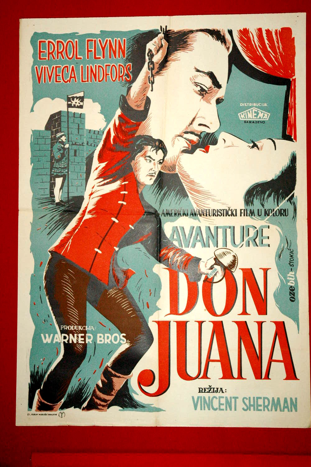 DON JUAN ERROL FLYNN 1948 VERY RARE EXYU MOVIE POSTER