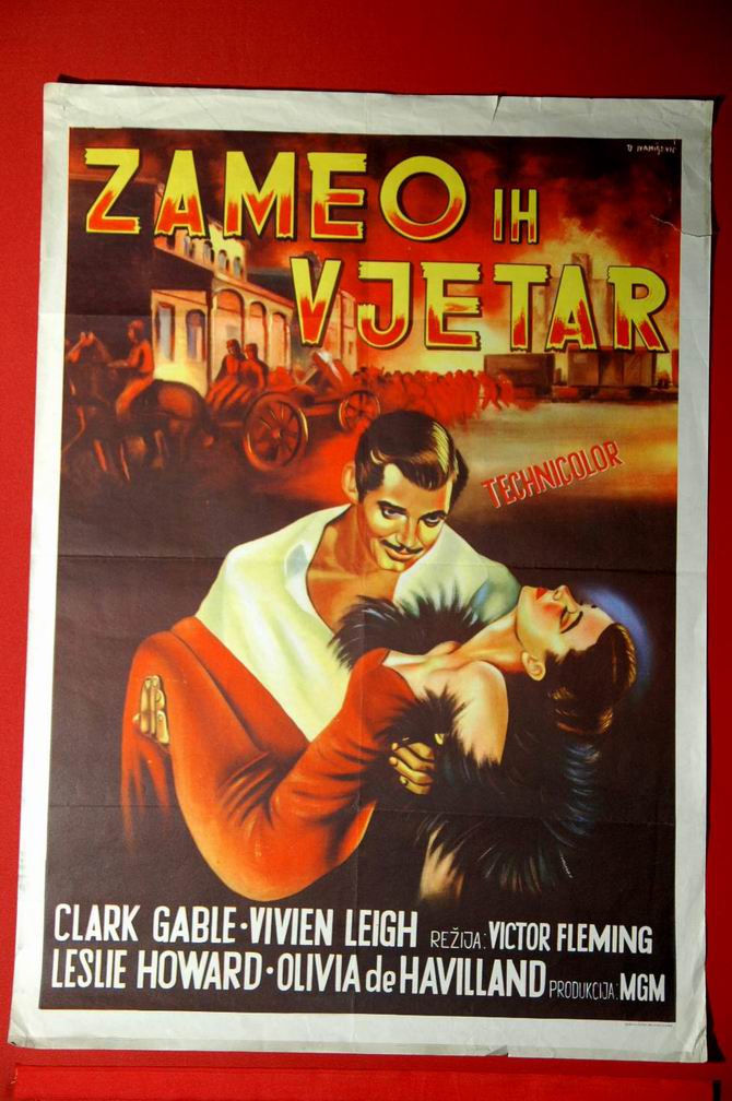 GONE WITH T WIND GABLE 1939 OLD RARE EXYU MOVIE POSTER