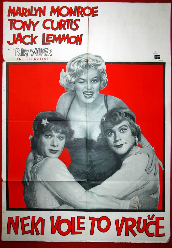 SOME LIKE IT HOT 1SHT MONROE 59 RARE EXYU MOVIE POSTER
