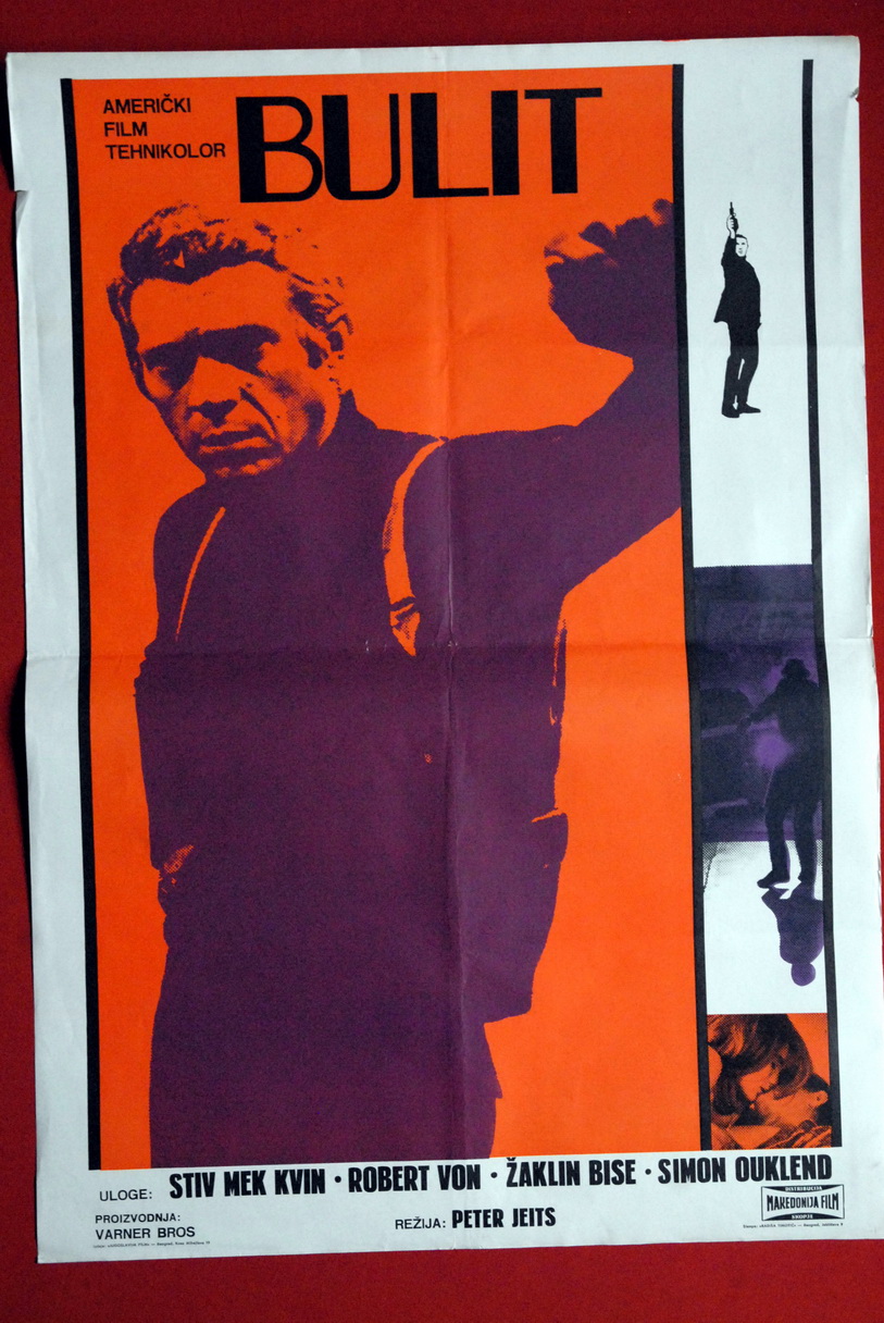 BULLITT STEVE MCQUEEN 1968 MEGA RARE EXYU MOVIE POSTER