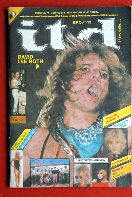 DAVID LEE ROTH VAN HALEN COVER 1984 RARE EXYU MAGAZINE