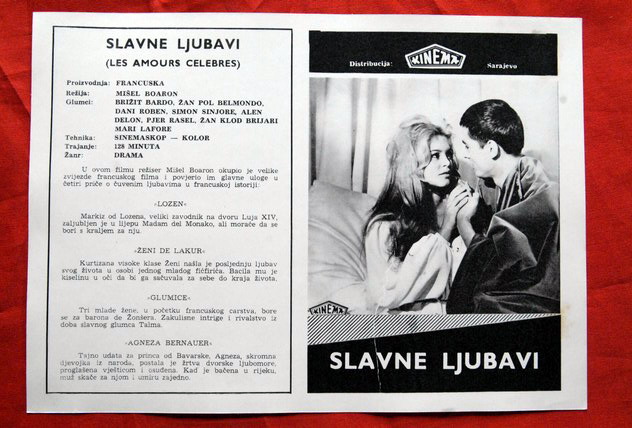 FAMOUS LOVE BELMONDO BARDOT 61 RARE EXYU MOVIE PROGRAM