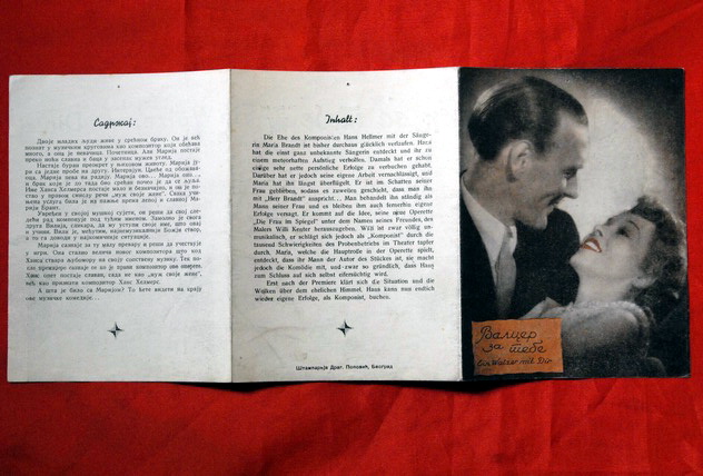 WALZER MIT DIR GERMAN 1943 RARE EXYU MOVIE PROGRAM