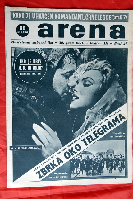 MARILYN MONROE NIAGARA COVER 1961 RARE EXYU MAGAZINE