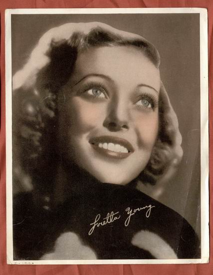 LORETTA YOUNG 1938 RARE VINTAGE SIGNED TINTED PICTURE