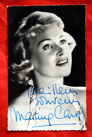 MARTINE CAROL 50’ RARE AUTOGRAPHED PROMO POSTCARD